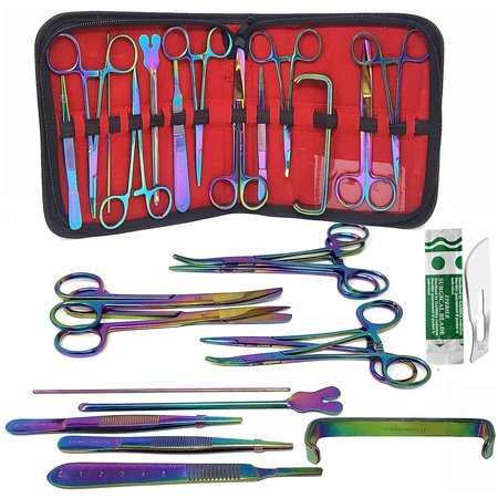 A2Z SCILAB 24 Pcs Stainless Steel Lab Dissection Tools Set Multi Titanium Color with Carrying Case A2Z-ZR-KIT-192